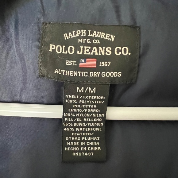 SALE! Closet Clearout! Ralph Lauren Polo Jeans Co navy puffer jacket size Medium - Picture 2 of 8